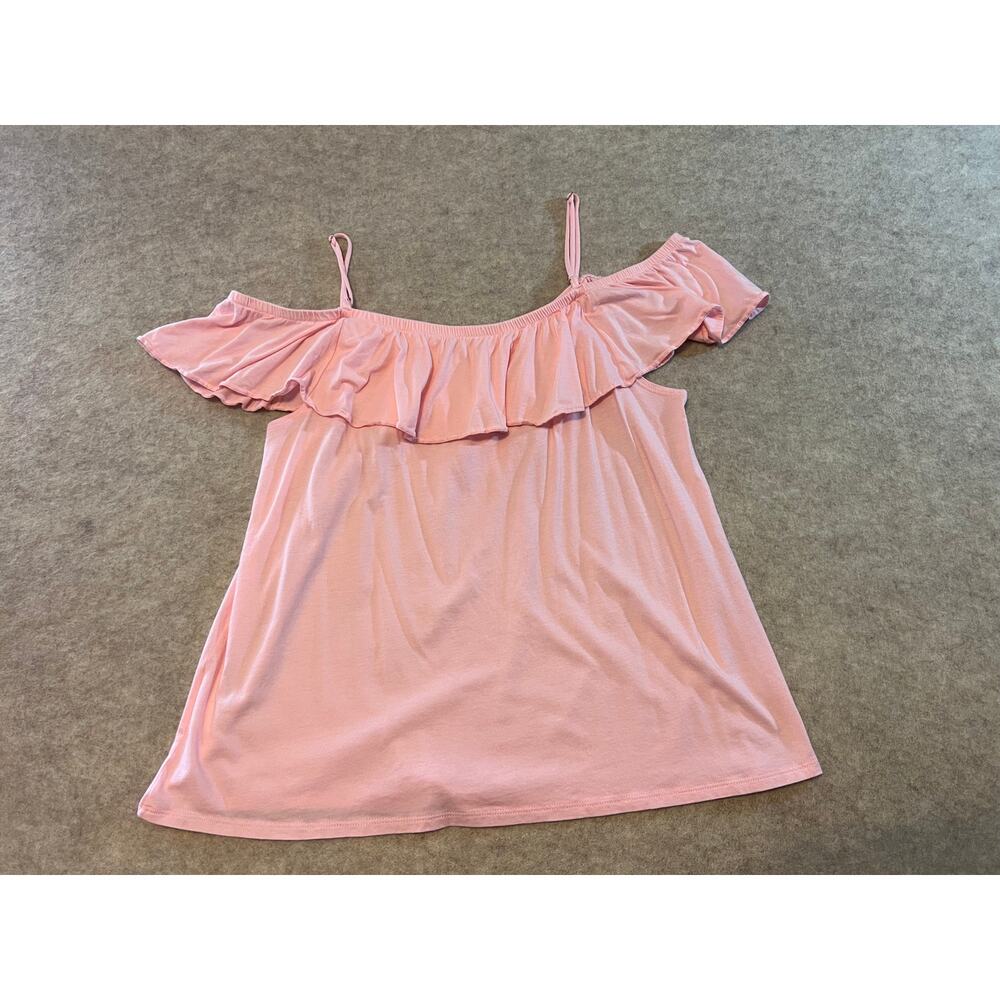 Lilly Pulitzer Tamiami Off the Shoulder Top Large Paradise Pink Ruffle 20613 - Picture 5 of 8